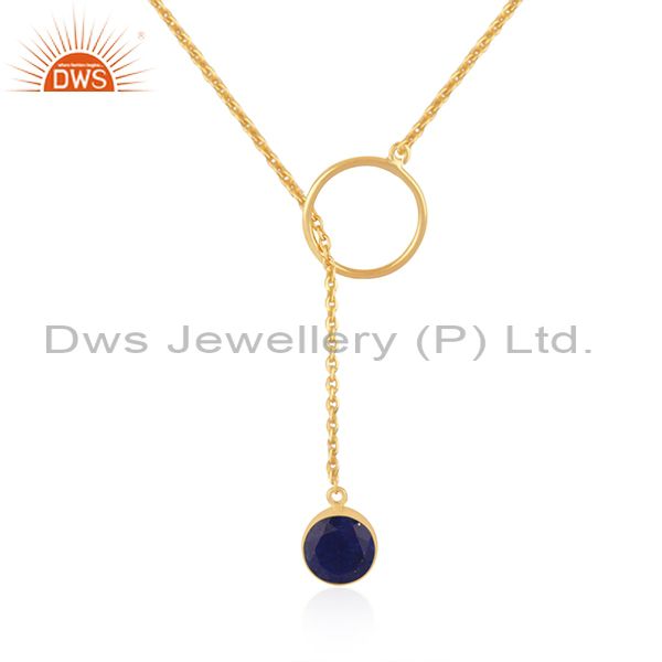 Gold plated 925 silver lapis lazuli gemstone pendant chain necklace manufacturer