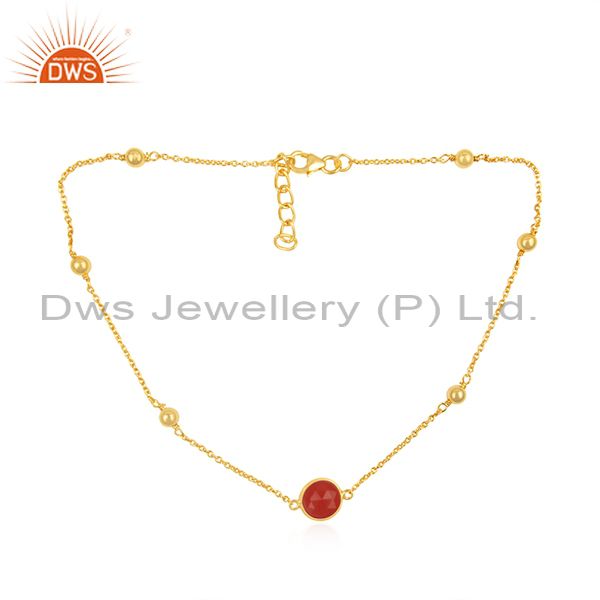 Red onyx gemstone pendant manufacturer of gold plated 925 silver necklace