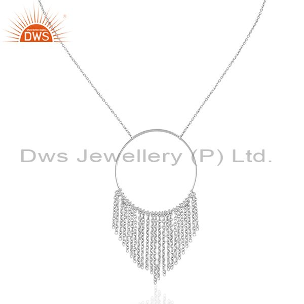 White rhodium plated sterling plain silver chain necklace suppliers