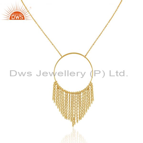 18k yellow gold plated plain sterling 925 silver chain necklace