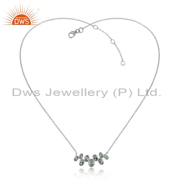 925 sterling fine silver designer blue topaz gemstone necklace
