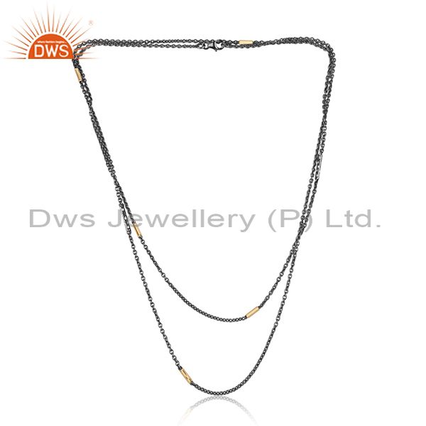 Designer silver fancy chain in gold and black rhodium on silver