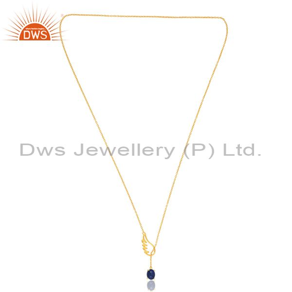 Silver Pendant And Necklace In Gold With Loop And Lapis