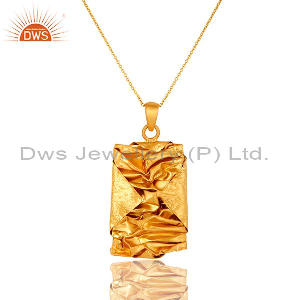Indian artisan handcrafted sterling silver yellow gold plated designer pendant