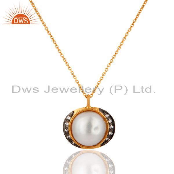 18k gold plated sterling silver 925 natural pearl pendant necklace gift jewelry