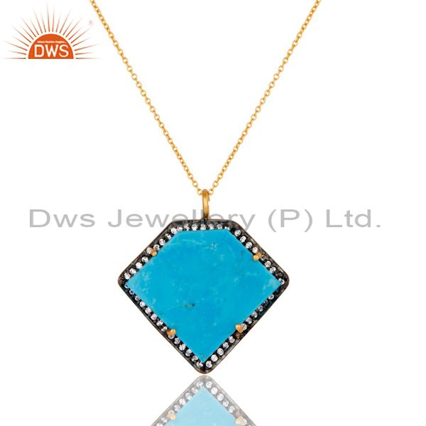 Sterling silver with gold plated turquoise cultured designer pendant chain