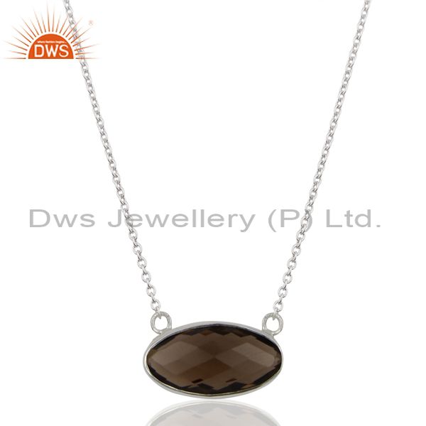 Smoky topaz vintage sterling silver white rhodium plated pendants and necklace