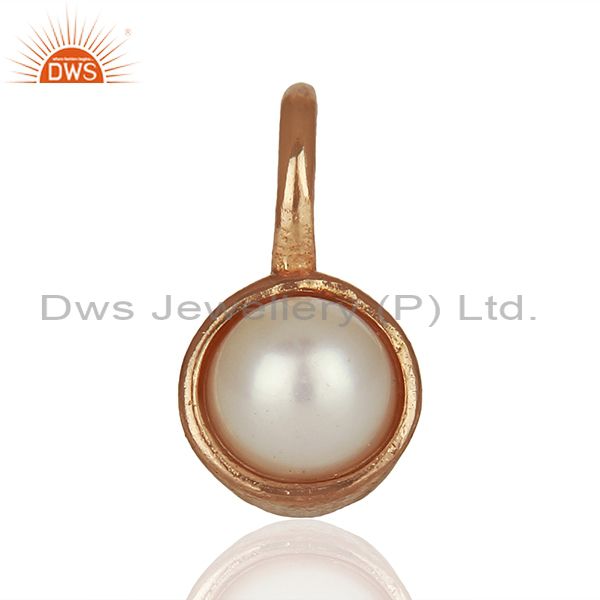 Natural pearl rose gold plated 925 sterling silver pendant supplier