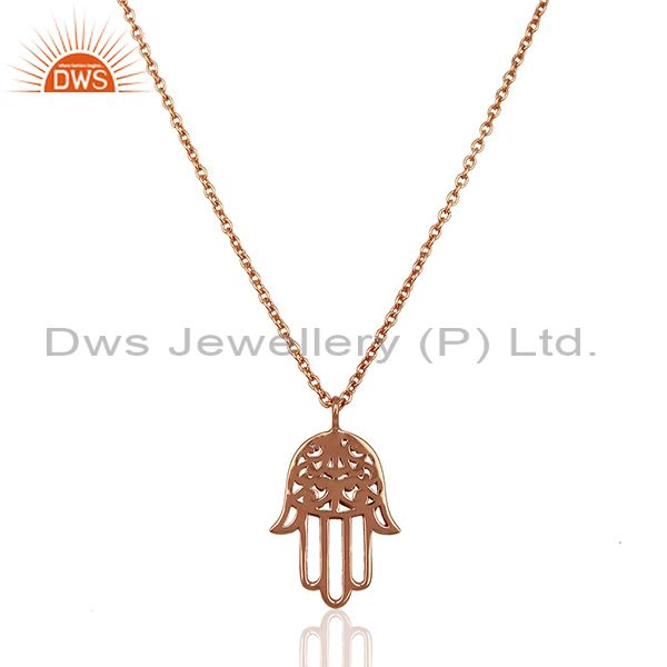 Rose gold plated hamsa charm silver chain pendant jewelry supplier