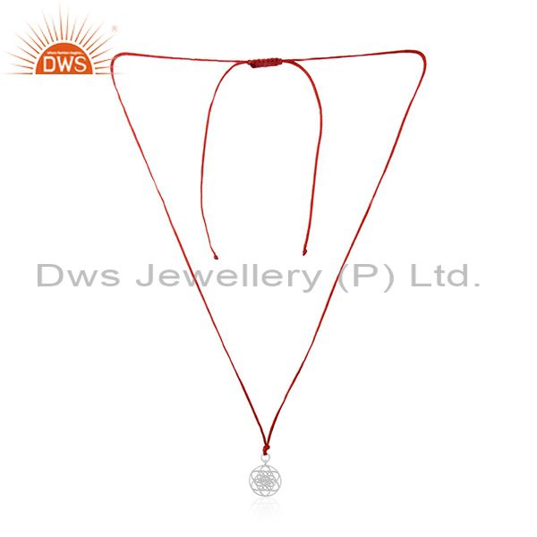 Flower of life 925 sterling silver rose gold plated red silk thread pendant