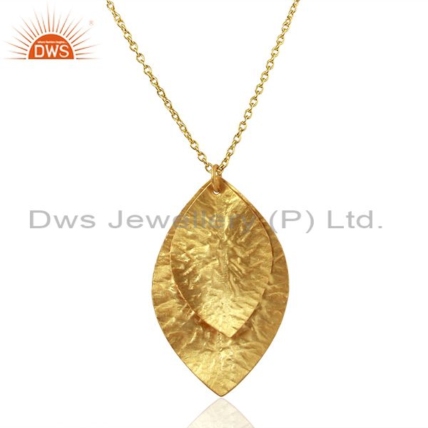 Leaf design gold plated plain silver chain pendant jewelry manufacture
