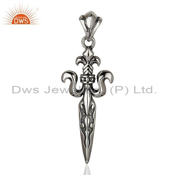 Antique sword design oxidized 925 silver pendant manufacturer