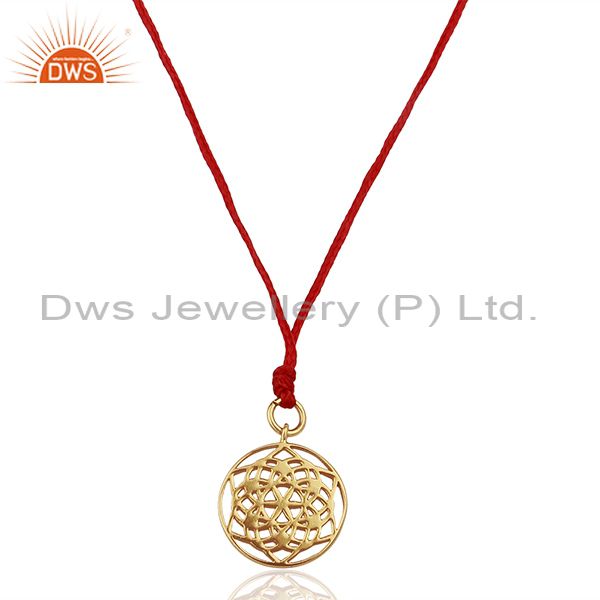 Flower of life 925 sterling silver red silk thread pendant and necklace jewelry