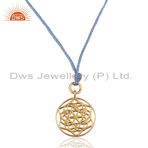 Flower of life 925 sterling silver rose gold plated sky blue silk thread jewelry