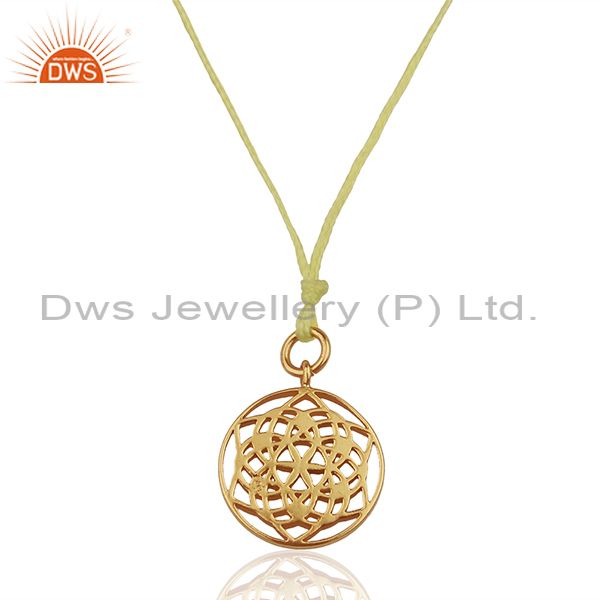 Flower of life 925 sterling silver yellow silk thread pendant and necklace