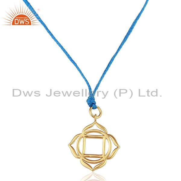 Muladhara roots 925 sterling silver rose gold plated blue silk thread pendant