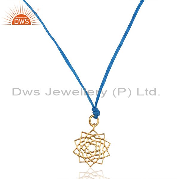 Sahasrara chakra 925 sterling silver rose gold plated blue silk thread jewelry