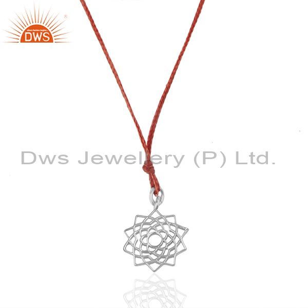 Indian lucky charm 925 plain silver red cord unisex pendant wholesale