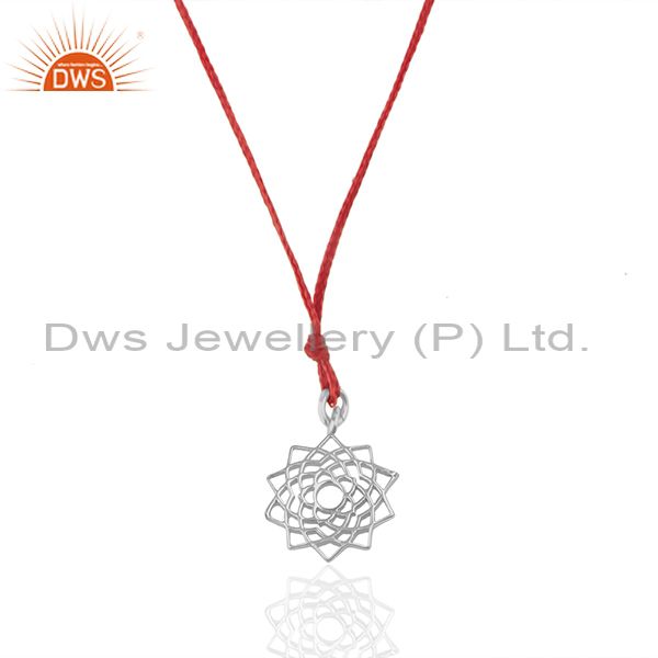 Red cord lucky plain silver charm pendant jewelry manufacturers