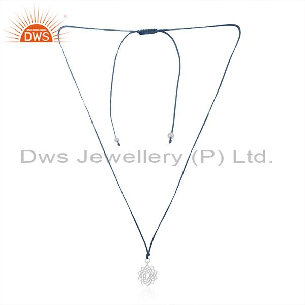 Sky blue macrame cord sterling plain 925 silver pendant manufacturer