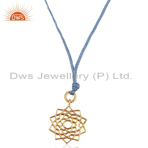 Sahasrara chakra 925 sterling silver sky blue silk thread pendant and necklace