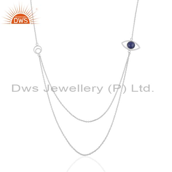 Evil eye design 925 silver lapis lazuli gemstone chain necklace manufacturers