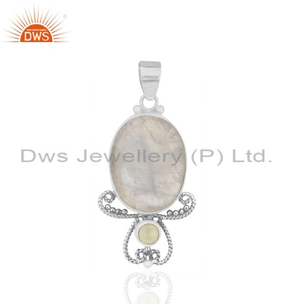 Peridot and rainbow moonstone 925 silver designer pendant wholesale