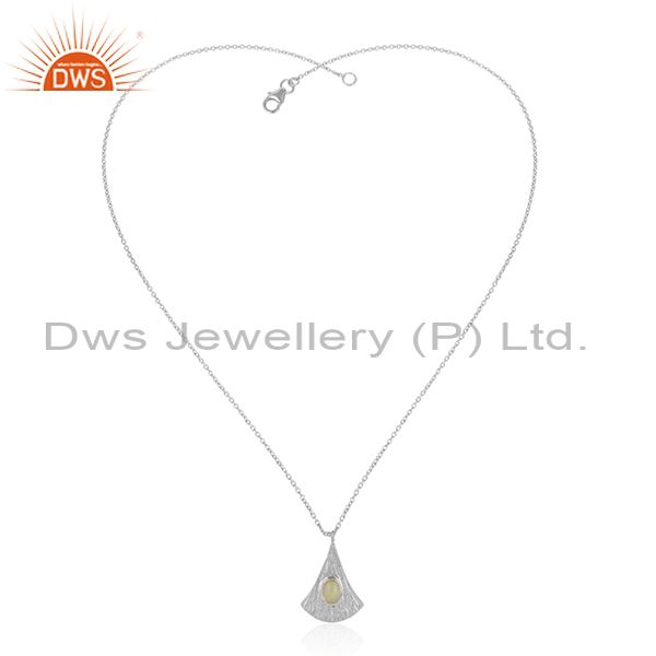 Drop Design Texture Silver Ethiopian Opal Gemstone Chain Pendant