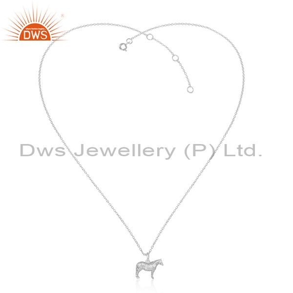 Designer dainty horse pendant necklace in sterling silver 925