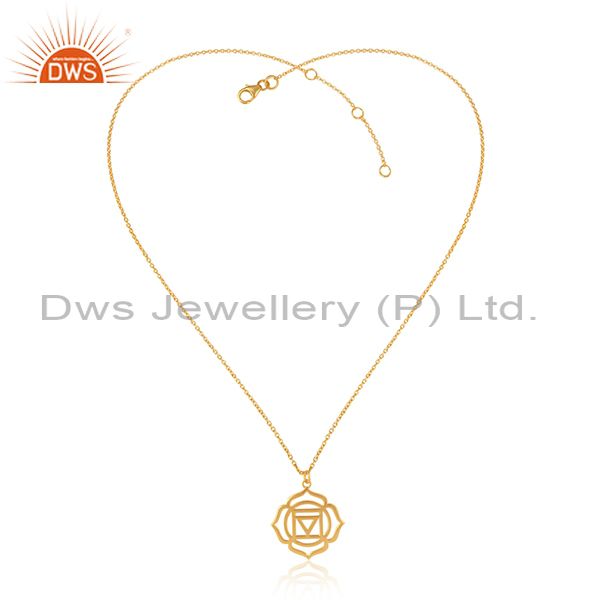 Handmade designer root chakra gold over silver 925 pendant necklace