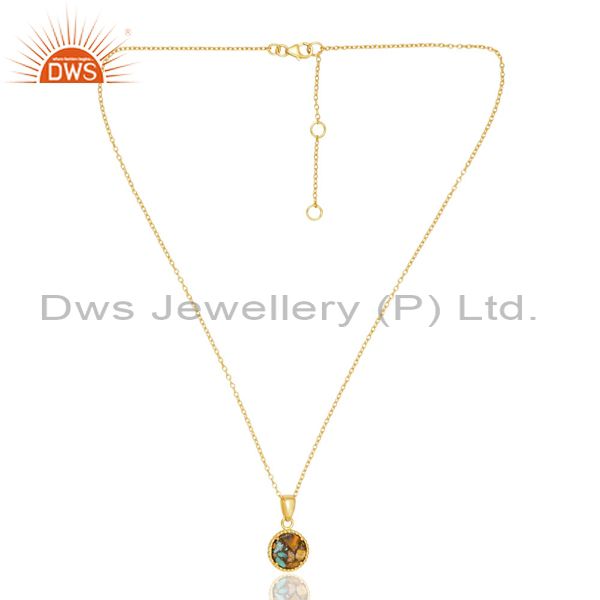 Round Mojave Copper And D Drop Pendant With Chain Women