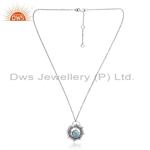 Sterling Silver Pendant & Necklace With Larimar Gemstone