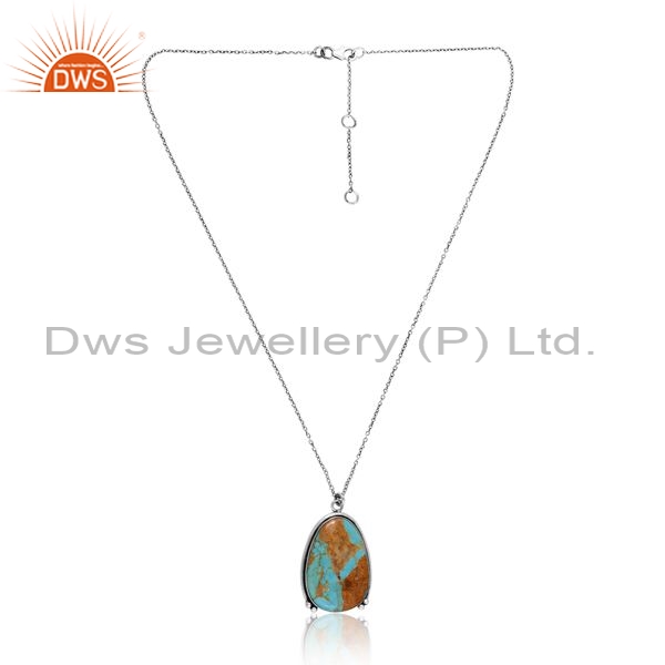 Silver Pendant And Necklace With Unshaped Kingman Turquoise