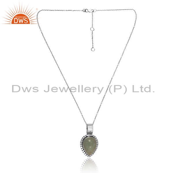 Silver Pendant And Necklace With Fluorite Pear Cut
