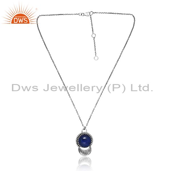 Sterling Silver Clear Round Cut Lapis Drop And Chain Women