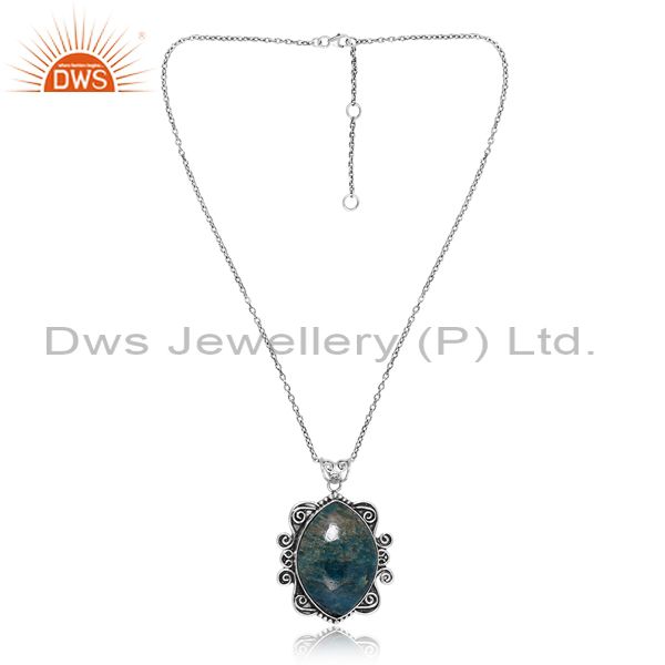 Antique Look Apatite Drop Pendant And Chain For Unisex Gift