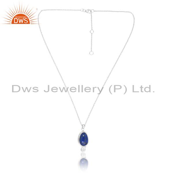 Artisanal Lapis Necklace: Handcrafted Silver Elegance