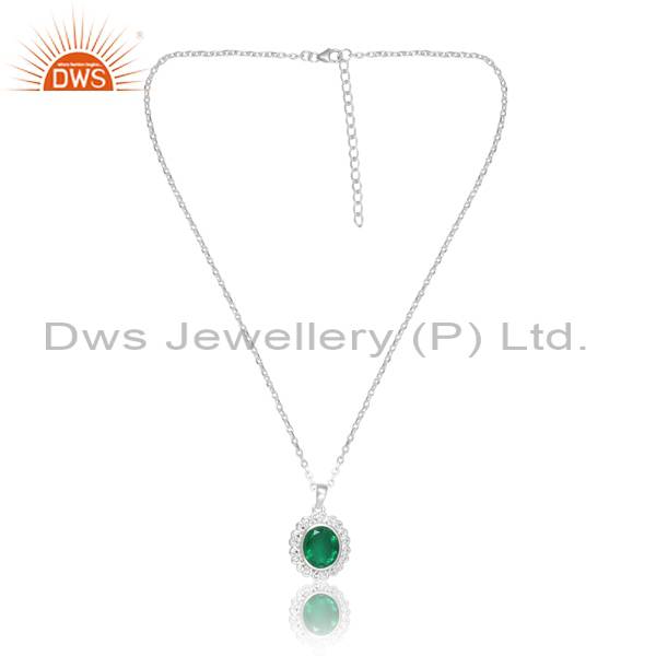 Gemstone Doublet Necklace: Zambian Emerald Quartz & CZ