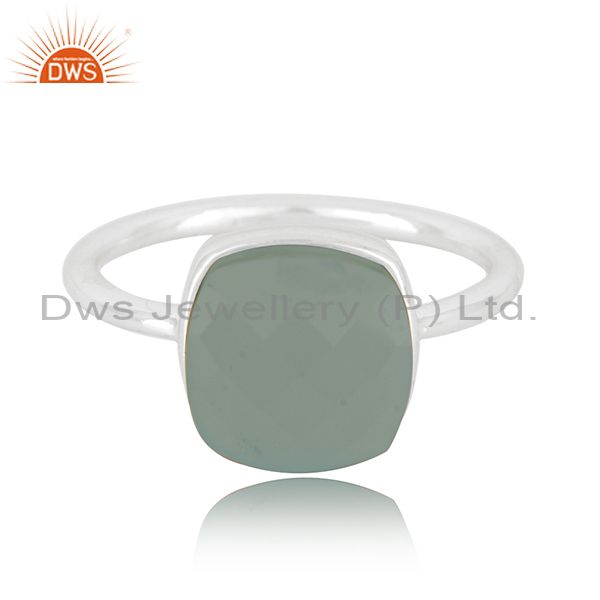 Aqua Chalcedony Gemstone Fine Sterling Silver Ring Manufacturer in India