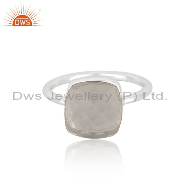 Crystal Quartz Sterling Handmade Fine Silver Ring Manufacturer in India