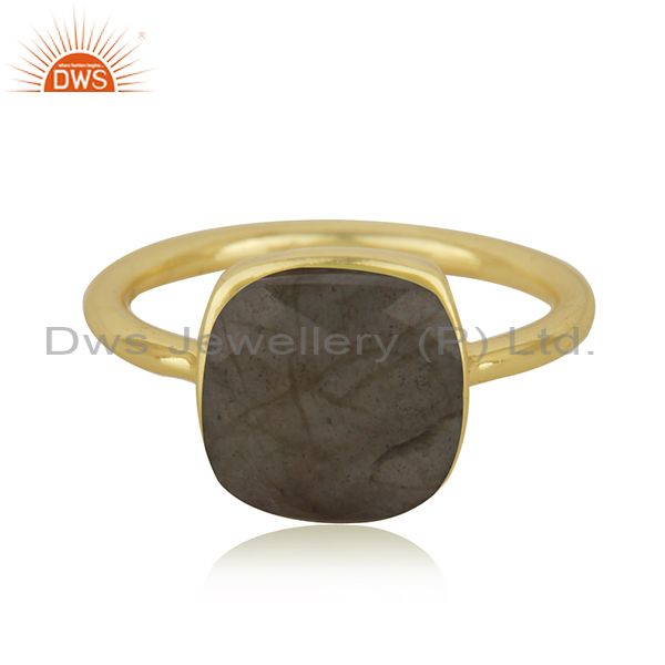 Labradorite Gemstone Gold Plated 925 Silver Handmade Ring Manufacturer Jaipur