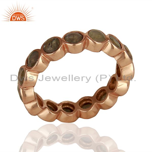 Natural Labradorite Gemstone Gold Plated Silver Band Ring Manufacturer