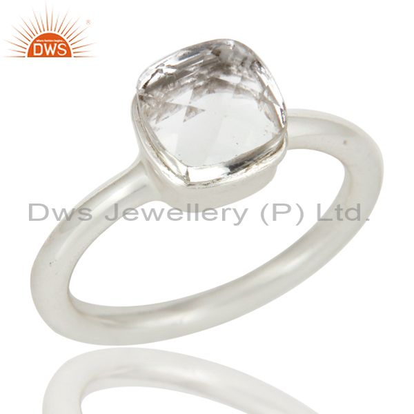 Handmade Sterling Silver Crystal Quartz Gemstone Stackable Ring