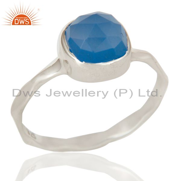 Blue Chalcedony Solid Sterling Silver Handmade Stackable Ring
