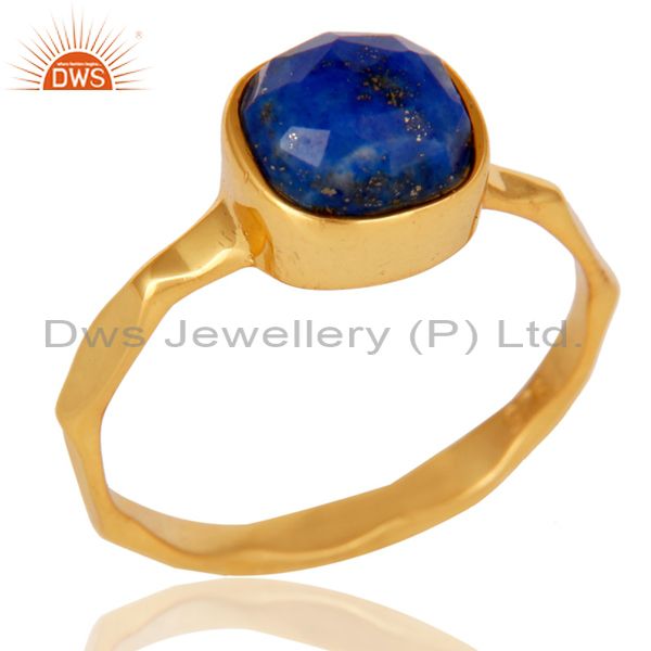 Sterling Silver Lapis Lazuli 18K Yellow Gold Plated Stackable Ring Hamdmade Ring