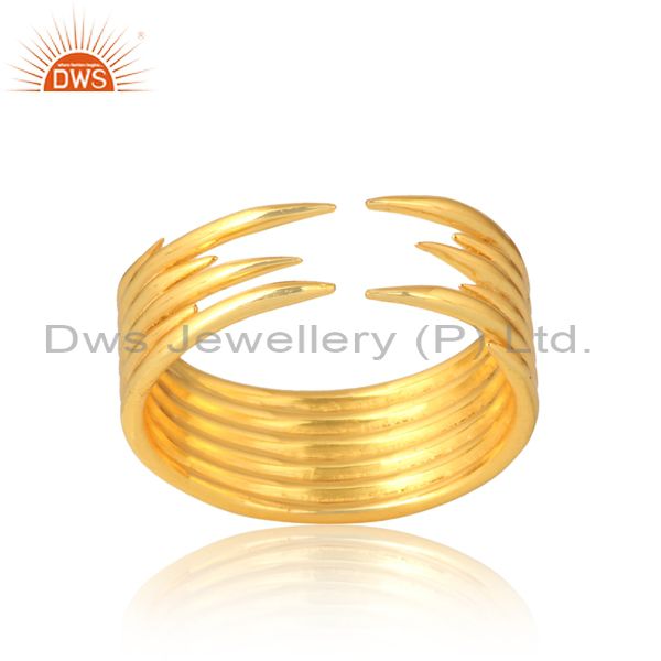 Multilayer Semi Circle Women Silver Ring In Brass Gold