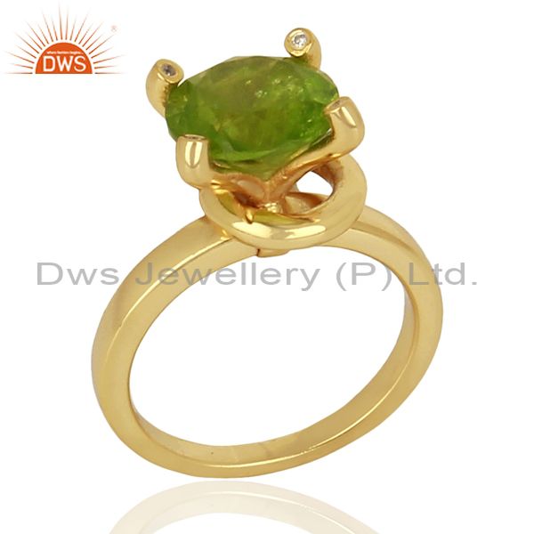 Natural Peridot Stackable 925 Sterling Silver Ring Gemstone Jewelry