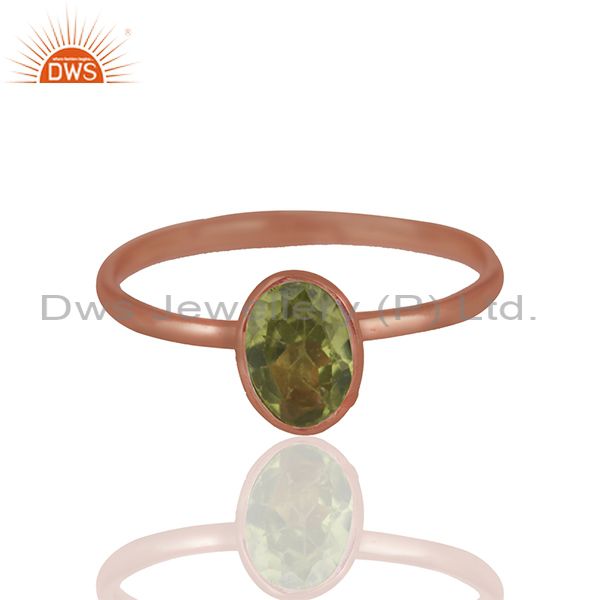 Peridot 925 Sterling Silver Rose Gold Plated Stack Rings Gemstone Jewellery
