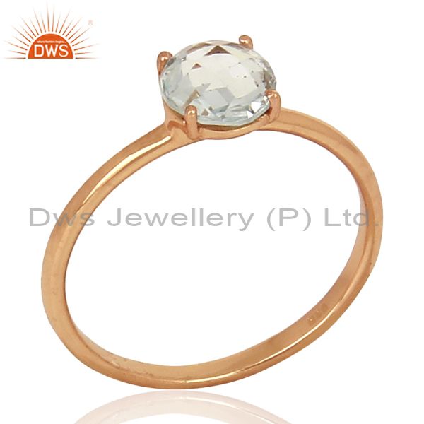 Blue Topaz 925 Sterling Silver Rose Gold Plated  Ring Gemstone Jewellery