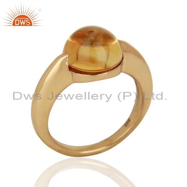 Citrine Eye of the Beholder Tension Sterling Silver Rose Gold Plated Rings